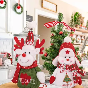 Figurines de Noël en peluche élan et bonhomme de neige pour décoration festive maison