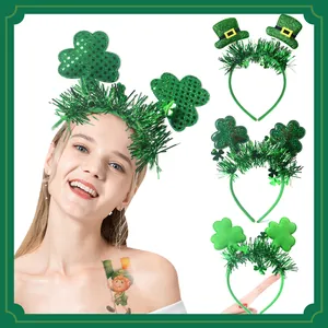 Serre-têtes de la Saint-Patrick avec trèfles à paillettes et mini chapeaux verts de fête