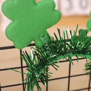 Serre-tête Trèfle de la Saint-Patrick avec guirlande verte et ressorts mobiles