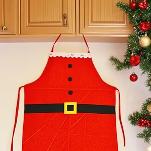Christmas Santa Claus apron with white lace trim and belt detail for festive kitchen decor