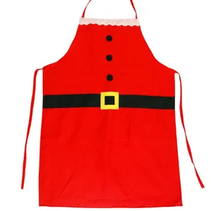 Christmas Santa Claus apron with black buttons and belt pattern for kitchen holiday decor
