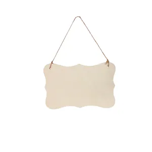 Set van 6 onafgewerkte houten hangborden met henneptouw voor DIY knutselwerk decoratie