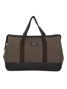 Large capacity canvas travel bag with leather accents and durable handles for weekend trips