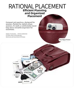 Vue détaillée du grand sac cabas bordeaux montrant le rangement pour iPad et objets