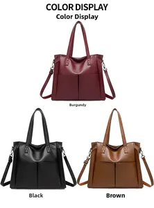 Détails de grands sacs cabas en bordeaux, noir et marron avec texture similicuir