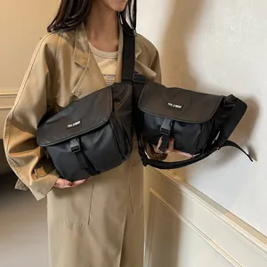 Women's Waterproof Nylon Messenger Bag Large Capacity Crossbody Bag For Casual Travel Commuting Minimalist Black Shoulder Bag