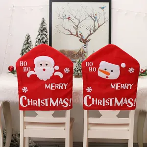 Christmas chair covers featuring Santa Claus and snowman patterns for festive home decor