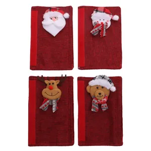 Detailansicht der 4er-Pack Weihnachts-Griffschutzhüllen mit Nikolaus und Schneemann