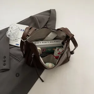 Retro brown PU leather tote bag with large capacity for daily commuting and office use