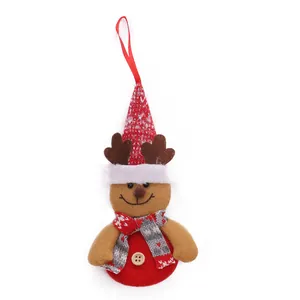 Cute reindeer Christmas plush ornament with red knit hat and scarf for tree decoration