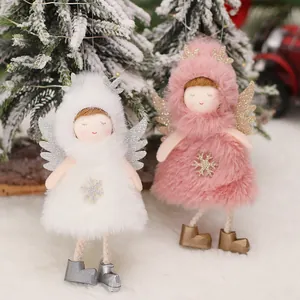 Plush Christmas angel ornaments with wings and sequins for tree decorations