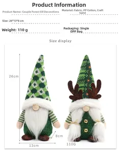 Vista dettagliata dello gnomo di Natale in peluche con dimensioni 26x13x8cm e 110g