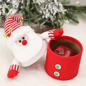 Knitted Santa Claus candy jar and gift box for Christmas holiday table decorations