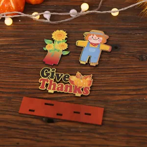 Thanksgiving wooden centerpiece set with Give Thanks sign, scarecrow and sunflowers