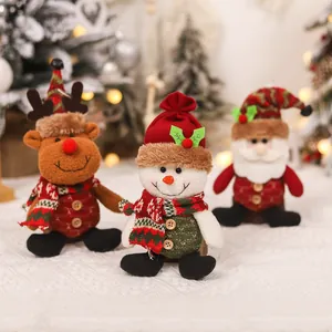 Christmas Plush Hanging Doll Ornaments Santa Claus Snowman Reindeer For Christmas Tree Decorations Holiday Party Home Decor