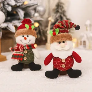 Plush Christmas snowman and Santa Claus doll ornaments with bells for tree decorations