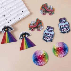 Acrylic rainbow eye and disco ball charms for DIY earrings and necklaces jewelry making
