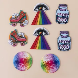 Acrylic Rainbow Eye Roller Skate Eyeball Jar Disco Ball Pendants For DIY Earring Necklace Keychain Jewelry Making Supplies