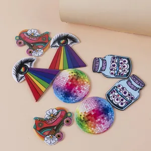 Acrylic rainbow eye charms and disco ball pendants for DIY jewelry making material