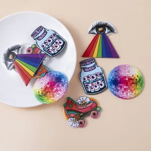 Acrylic rainbow eye charms and disco ball pendants for DIY jewelry and keychain making