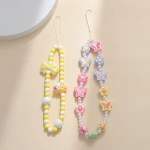 Laccetti per cellulare con perline a forma di fiori e farfalle in stile dolce e vivace
