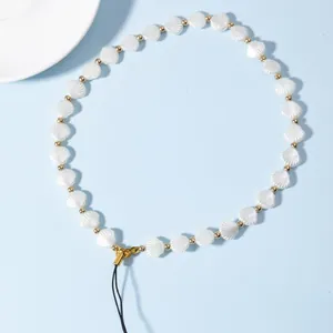 Lanière de Téléphone Perles Coquillage et Cœur Fait à la Main pour Femmes Chaîne Anti-perte Bracelet de Poignet Bijou