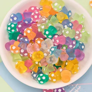 Mini champignons lumineux en résine colorée avec pois blancs pour décoration DIY