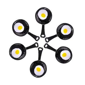 Zinc Alloy Enamel Simulation Poached Egg Frying Pan Pendant For DIY Jewelry Making Keychain Craft Pendant Only (Without Chain)