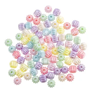 Gekleurde geribbelde pompoenkralen in pastelkleuren voor DIY-sieraden en handwerken