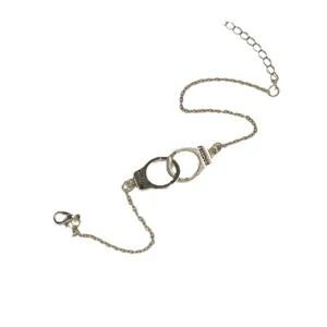 Creative silver handcuff bracelet with FREEDOM engraving and adjustable chain link