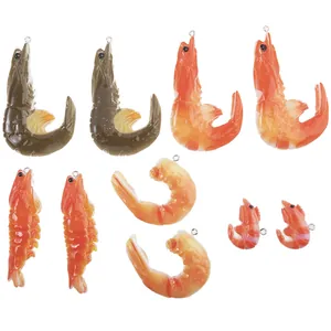 Realistic resin shrimp charms in orange and brown for creative DIY jewelry making