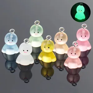 Luminous Halloween ghost resin pendants in assorted colors with glow-in-the-dark effect