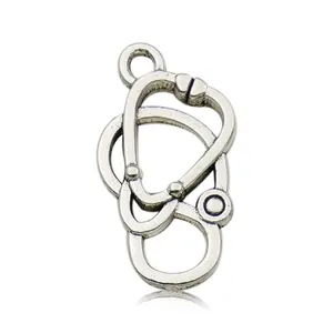 Vintage zilveren stethoscoop hanger voor creatieve doe-het-zelf medische sieraden