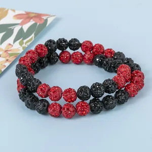 Bracelet double couche style hip hop avec perles disco pavées pour hommes et femmes