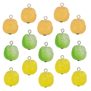 Set mit 15 realistischen Harz Fruchtanhängern in Orangen- und Limettenform für DIY-Schmuck