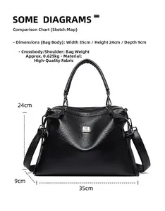 Detailed size specifications for the large black pebbled leather tote with dimensions