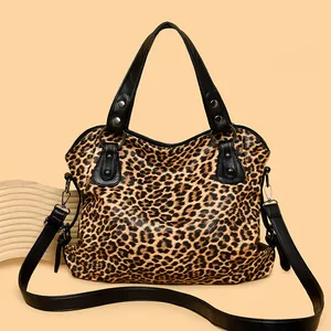 Women Large Capacity Tote Bag Leopard Zebra Animal Print PU Leather Shoulder Bag Casual Commuter Handbag With Detachable Strap