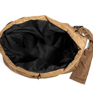 Large capacity khaki nylon crossbody bag with drawstring design and spacious interior