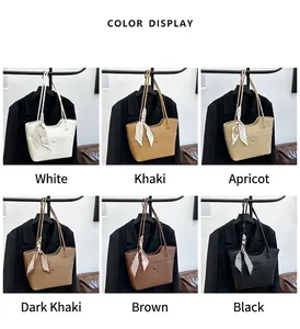 Detailed grid view showing six color options for the stylish leather tote bag with scarves