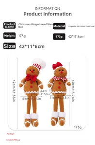 Detailed size specifications for a pair of Christmas gingerbread doll decorations