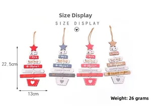 Dimensioni delle decorazioni per l'albero di Natale in legno in rosso, blu, rosa e naturale