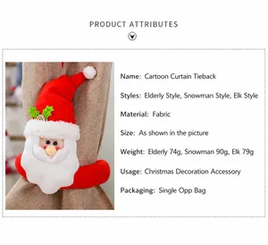 Detailed view of Santa Claus plush curtain tieback with fabric texture and soft padding