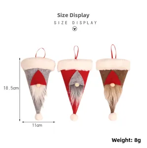 Spécifications de taille pour les porte-couverts gnomes de Noël en gris, rouge et marron