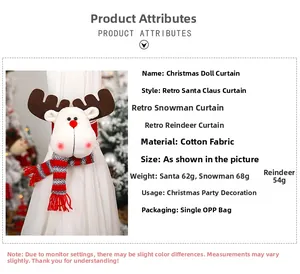 Detailed specifications of reindeer snowman and santa plush curtain tieback holders