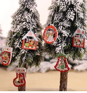 Detailed view of colorful hand-painted wooden Christmas ornaments with festive patterns