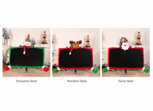 Three-frame detail of 3D Christmas monitor covers with Santa, Elk, and Snowman designs