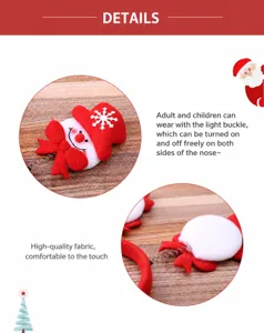 Detail of Christmas snowman headband with LED light switch and soft plush material