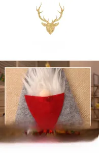 Gros plan du porte-couverts gnome de Noël en feutre rouge et fausse fourrure blanche