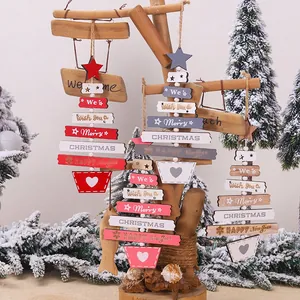 Ornamento Sospeso in Legno per Albero di Natale in Stile Nordico Con Stella Cuore Buon Natale Felice Anno Nuovo Arredamento Festivo