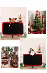 Festive Christmas computer monitor cover with 3D Santa decor for holiday desk setup